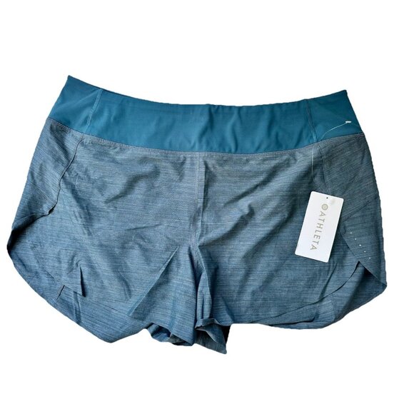 Athleta Run With It Textured 3.5" Shorts Teal Blue Size XXL / 2X / Plus NWT - Picture 2 of 7